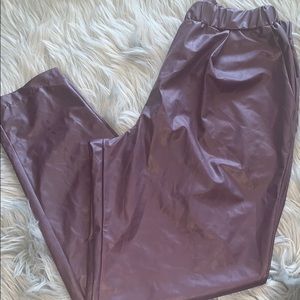 Hm Burgundy Faux Leather Joggers Size 4 
